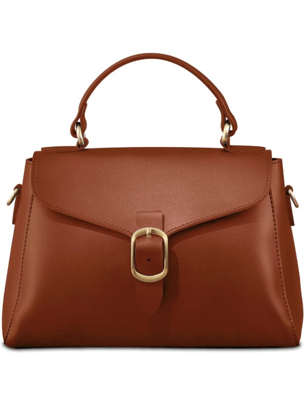 Vintage Vegan Leather Flap Top Handle Satchel Bag - Retro Casual Purse for Women